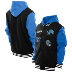 Detroit Lions New Era Full-Snap Fleece Hoodie Jacket - Black - NFL