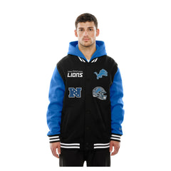 Detroit Lions New Era Full-Snap Fleece Hoodie Jacket - Black - NFL