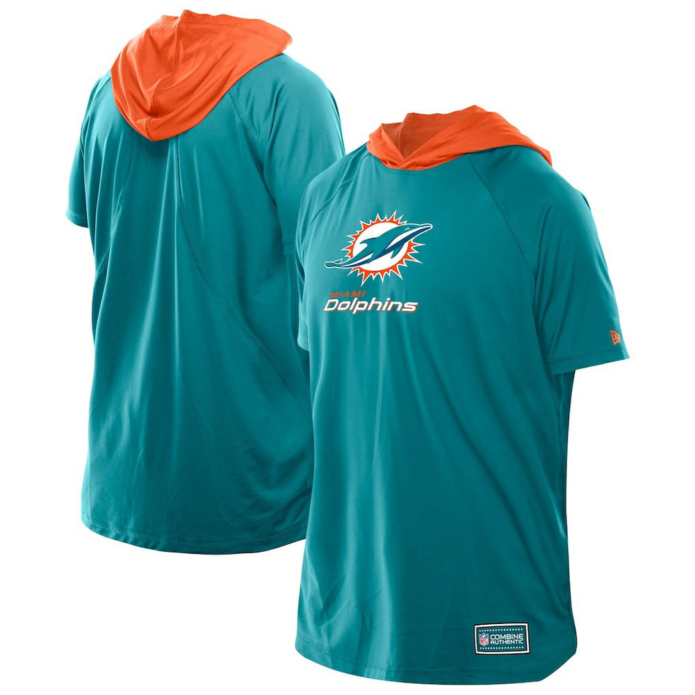 Miami Dolphins New Era Combine Authentic Hooded Raglan Short-Sleeve T-Shirt - Aqua - NFL