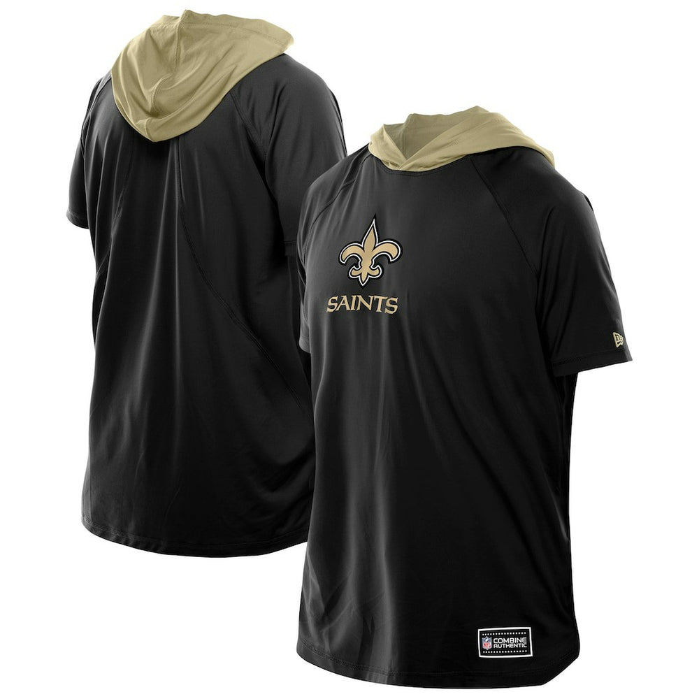 New Orleans Saints New Era Combine Authentic Hooded Raglan Short-Sleeve T-Shirt - Black - NFL