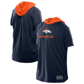 Denver Broncos New Era Combine Authentic Hooded Raglan Short-Sleeve T-Shirt - Navy - NFL
