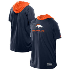Denver Broncos New Era Combine Authentic Hooded Raglan Short-Sleeve T-Shirt - Navy - NFL