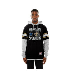 New Orleans Saints New Era Twofer Layered Long Sleeve Hoodie T-Shirt - Black - NFL