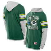 Green Bay Packers New Era Twofer Layered Long Sleeve Hoodie T-Shirt - Green - NFL