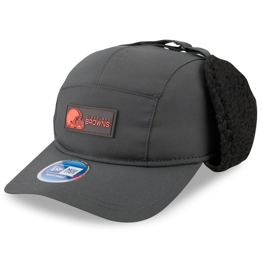 Cleveland Browns New Era 2025 Sideline Cold Weather Runner Dog Ear Adjustable Hat - Charcoal - NFL