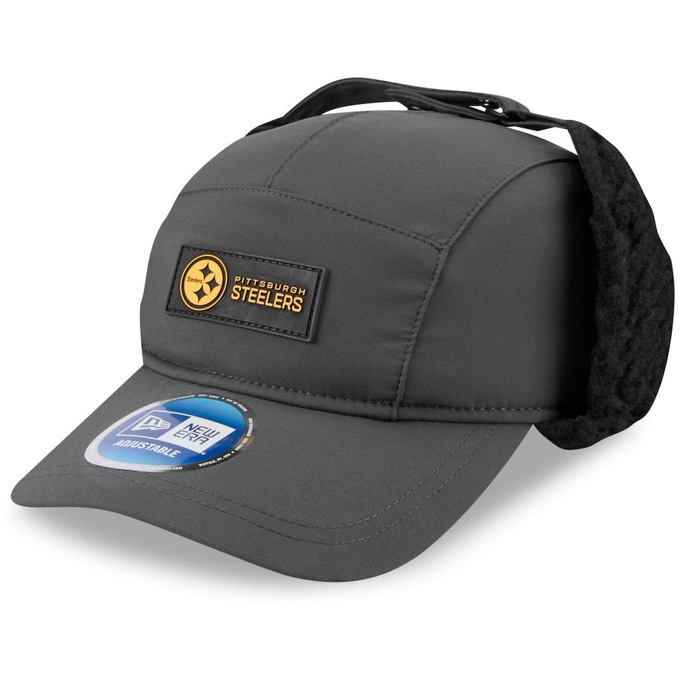 Pittsburgh Steelers New Era 2025 Sideline Cold Weather Runner Dog Ear Adjustable Hat - Charcoal - NFL