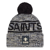 New Orleans Saints New Era 2025 Sideline Cold Weather Cuffed Knit Hat with Pom - Black - NFL