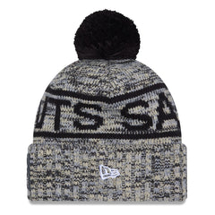 New Orleans Saints New Era 2025 Sideline Cold Weather Cuffed Knit Hat with Pom - Black - NFL