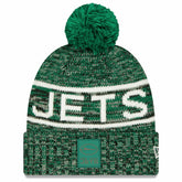 New York Jets New Era 2025 Sideline Cold Weather Cuffed Knit Hat with Pom - Green - NFL