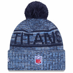 Tennessee Titans New Era 2025 Sideline Cold Weather Cuffed Knit Hat with Pom - Light Blue - NFL