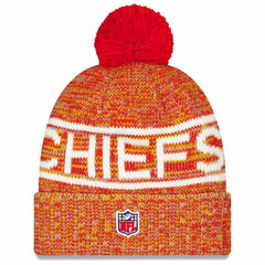 Kansas City Chiefs New Era 2025 Sideline Cold Weather Cuffed Knit Hat with Pom - Red - NFL
