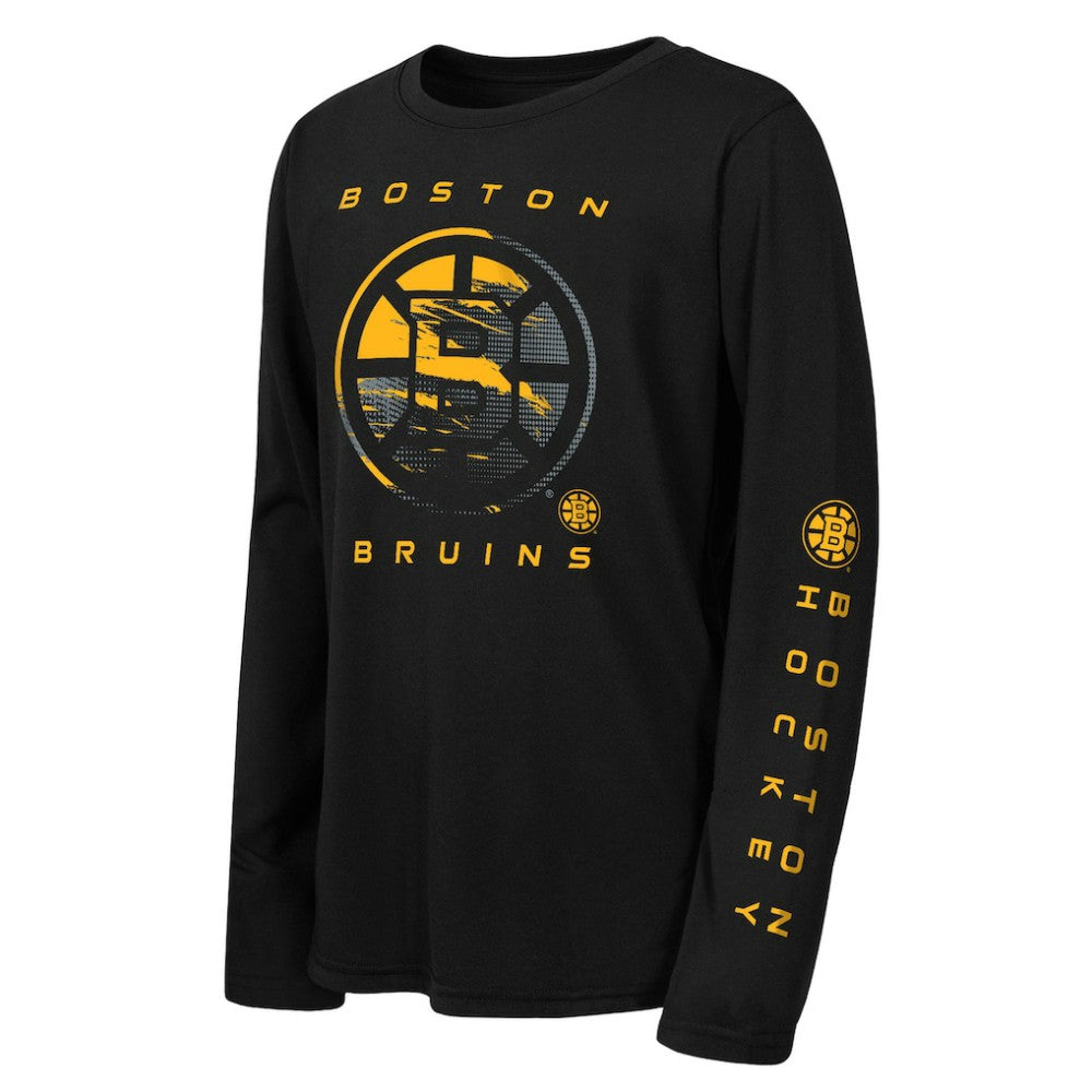 Boston Bruins Outerstuff Youth Seize the Win Long Sleeve T-Shirt - Black | NHL Clearance