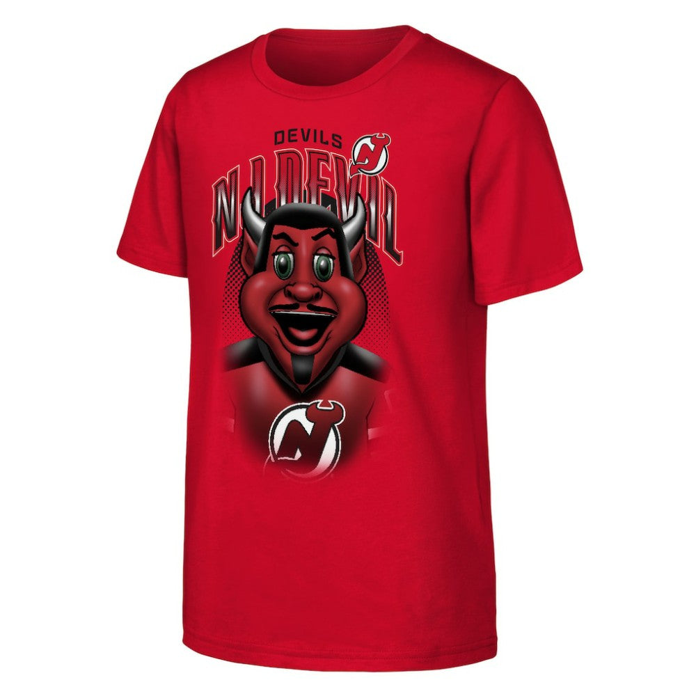 New Jersey Devils Outerstuff Youth Mascot Highlight T-Shirt - Red | NHL Lifestyle