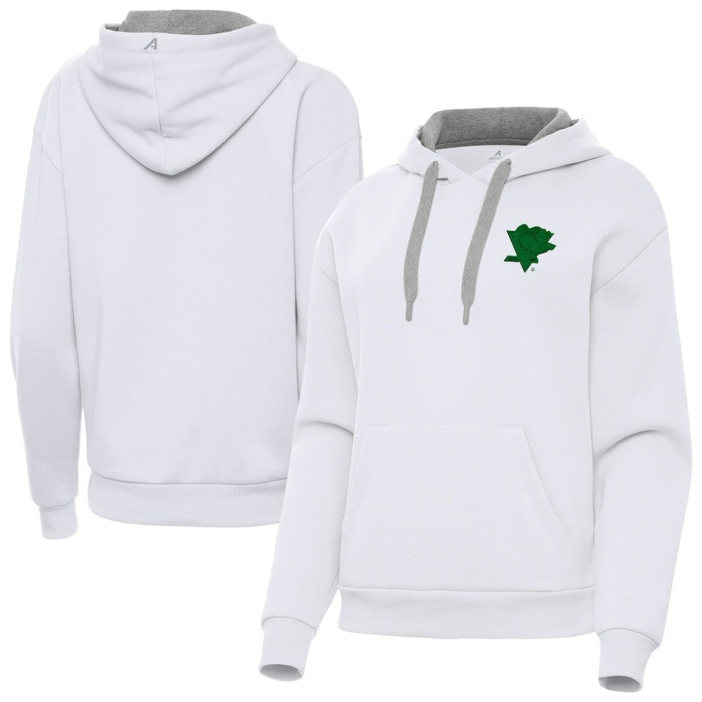Pittsburgh Penguins Antigua Women's St. Patrick's Day Victory Pullover Hoodie - White | NHL Clearance