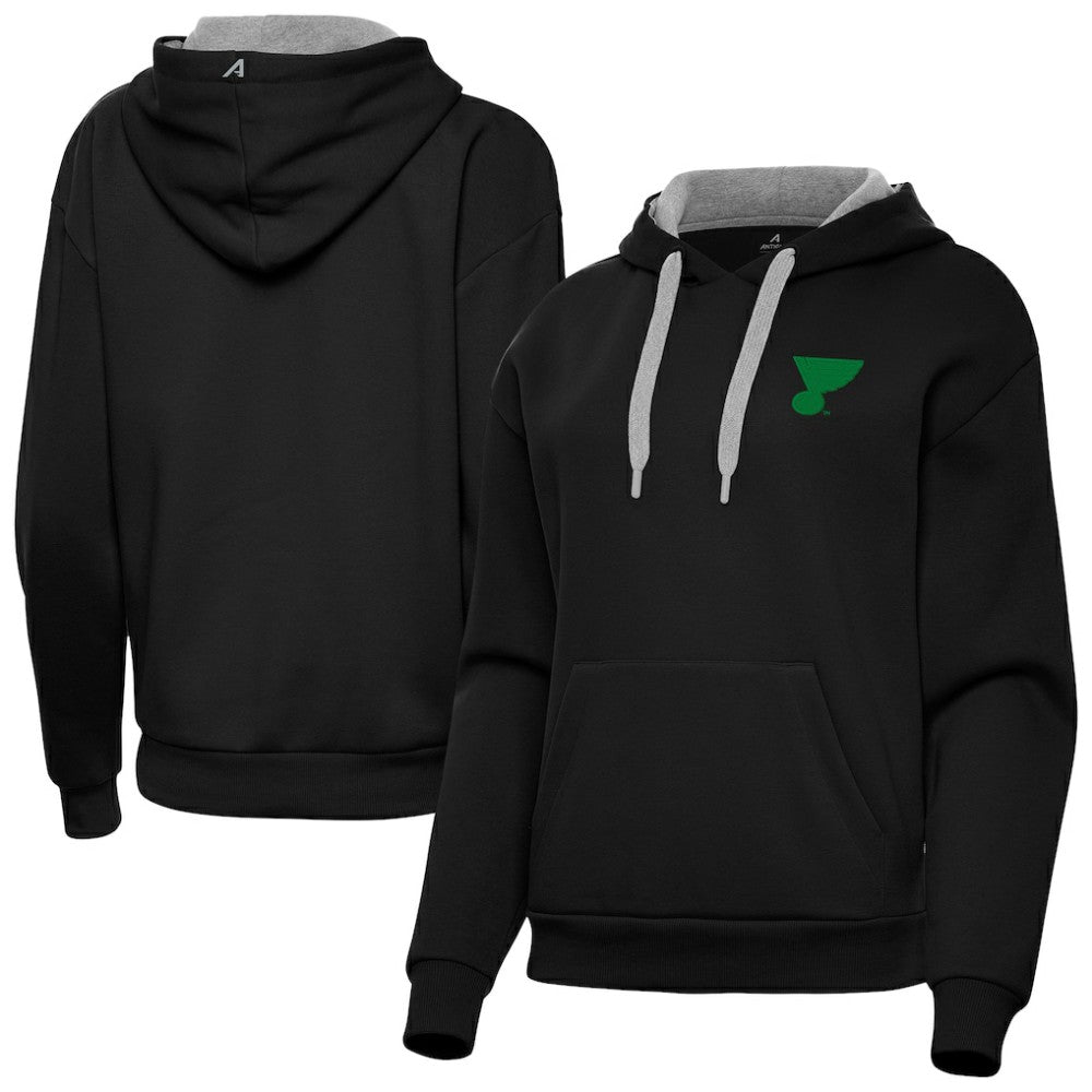 St. Louis Blues Antigua Women's St. Patrick's Day Victory Pullover Hoodie - Black | NHL Clearance