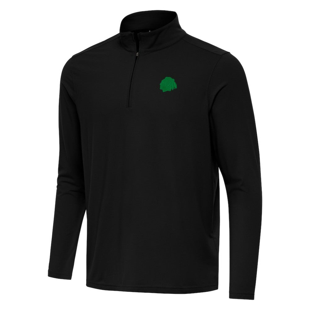 Chicago Blackhawks Antigua St. Patrick Intent Quarter-Zip Pullover Top - Black | NHL Lifestyle