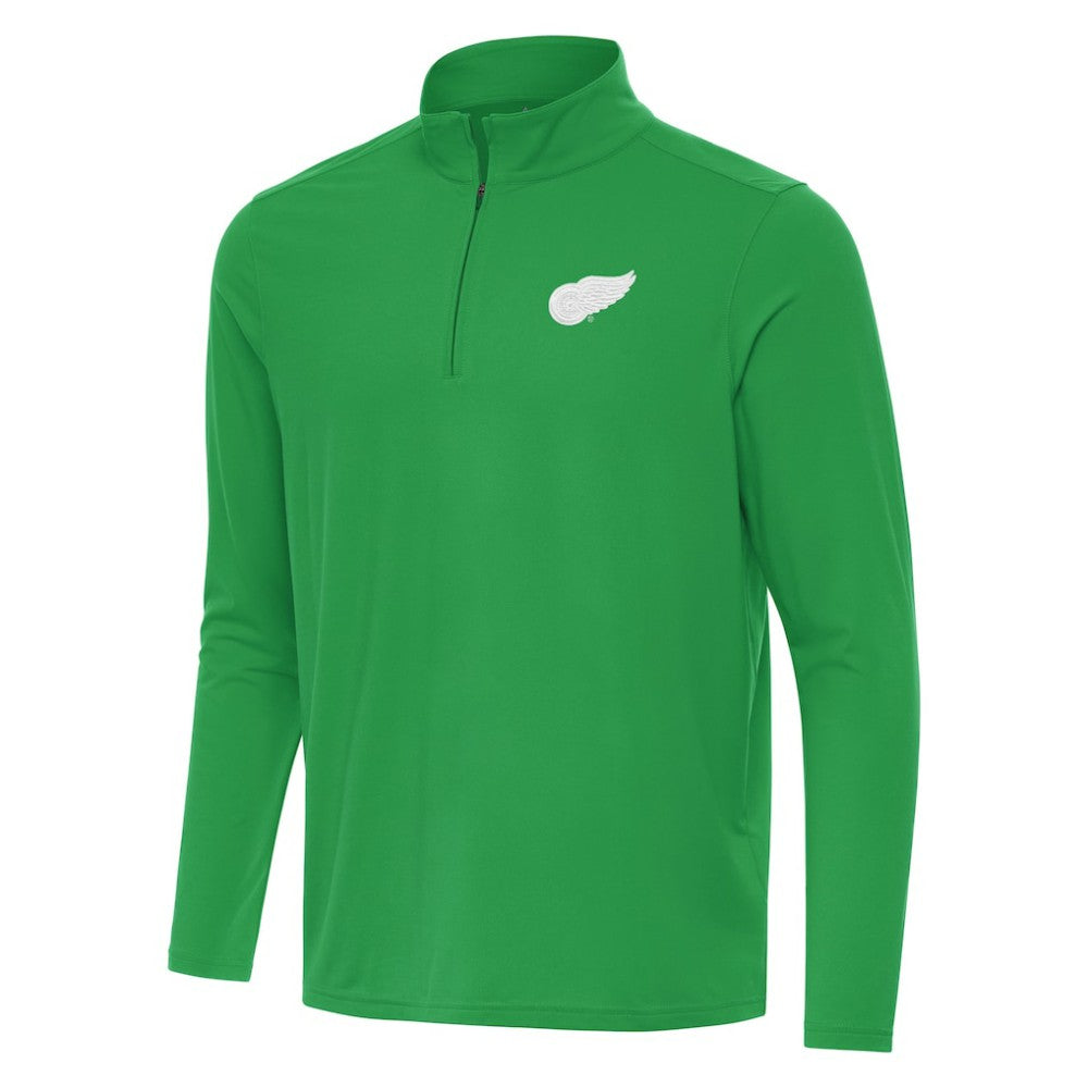 Detroit Red Wings Antigua St. Patrick Intent Quarter-Zip Pullover Top - Kelly Green | NHL Lifestyle