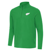 Detroit Red Wings Antigua St. Patrick Intent Quarter-Zip Pullover Top - Kelly Green | NHL Lifestyle