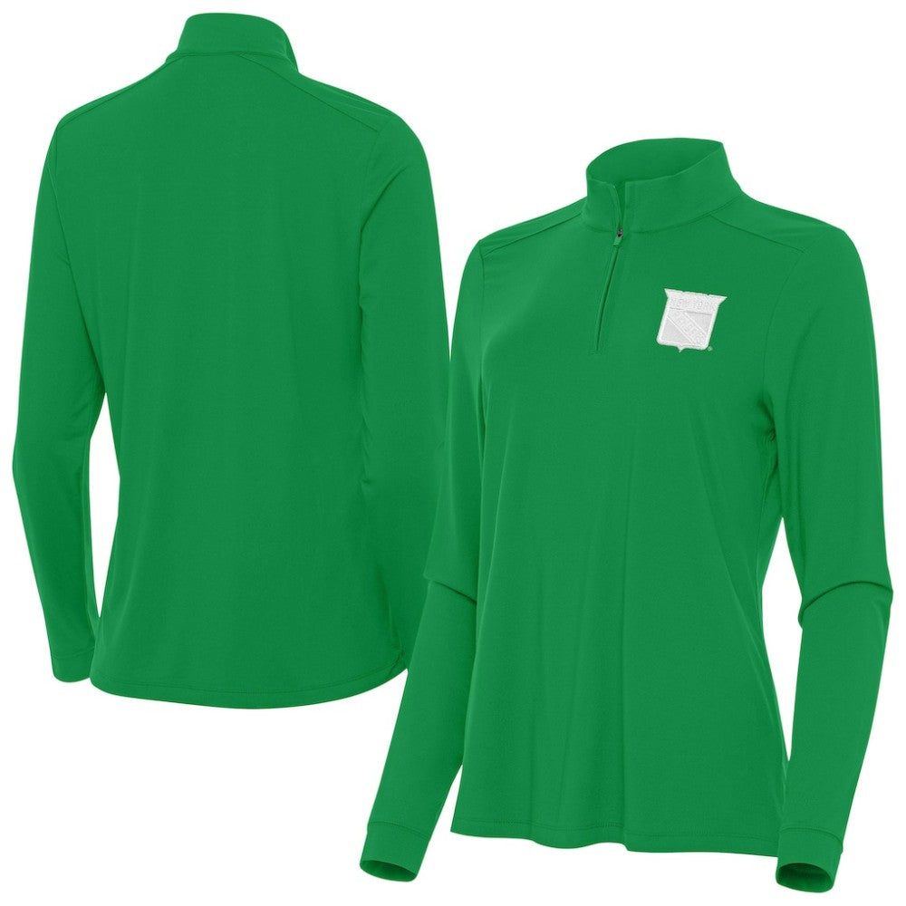New York Rangers Antigua Women's St. Patrick's Day Intent Quarter-Zip Performance Pullover - Kelly Green | NHL discount