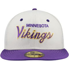 Minnesota Vikings New Era Historic Script 59FIFTY Fitted Hat - Cream/Purple - NFL