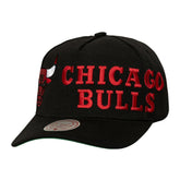 Mitchell & Ness Chicago Bulls Busted Logo Wordmark Wrap-Around Pro Pinch Adjustable Hat Black