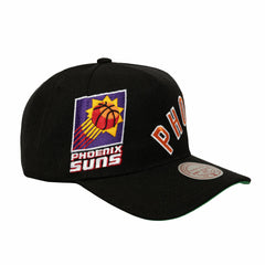 Mitchell & Ness Phoenix Suns Busted Logo Wordmark Wrap-Around Pro Pinch Adjustable Hat Black