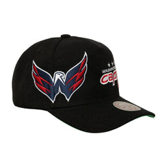 Washington Capitals Mitchell & Ness Busted Logo Wordmark Wrap-Around Pro Pinch Adjustable Hat - Black | NHL Lifestyle
