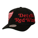 Detroit Red Wings Mitchell & Ness Busted Logo Wordmark Wrap-Around Pro Pinch Adjustable Hat - Black | NHL on sale