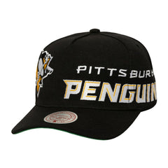 Pittsburgh Penguins Mitchell & Ness Busted Logo Wordmark Wrap-Around Pro Pinch Adjustable Hat - Black | NHL sale