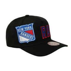 New York Rangers Mitchell & Ness Busted Logo Wordmark Wrap-Around Pro Pinch Adjustable Hat - Black | NHL discount