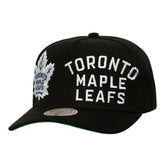 Toronto Maple Leafs Mitchell & Ness Busted Logo Wordmark Wrap-Around Pro Pinch Adjustable Hat - Black | NHL near me
