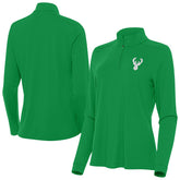 Milwaukee Bucks Antigua Women's St. Patrick's Day Intent Quarter-Zip Top Kelly Green