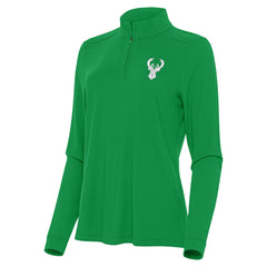 Milwaukee Bucks Antigua Women's St. Patrick's Day Intent Quarter-Zip Top Kelly Green