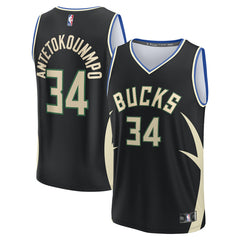 Fanatics Giannis Antetokounmpo Milwaukee Bucks Fast Break Replica Player Jersey Statement Edition Black