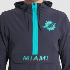 Miami Dolphins 2025 Rivalries Collection Sideline Anorak Half-Zip Hoodie Jacket - Pitch Blue - Nike