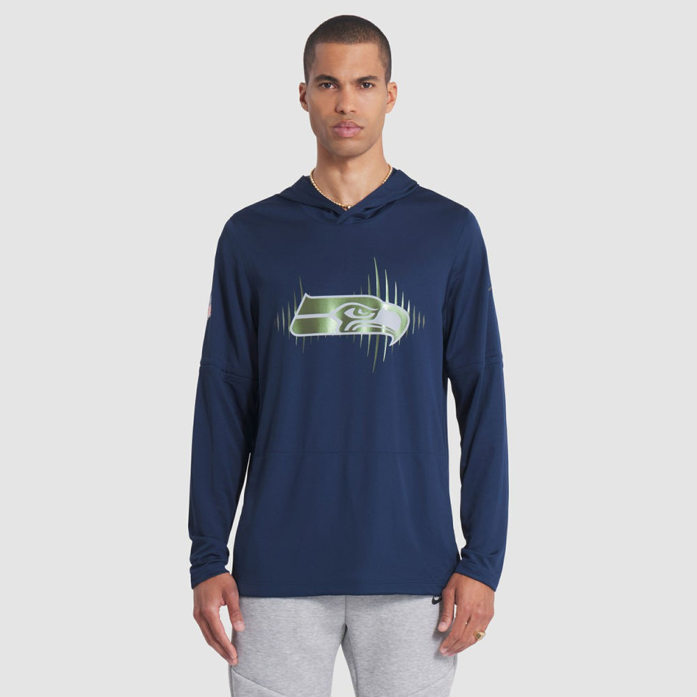 Seattle Seahawks 2025 Rivalries Collection Sideline Dri-FIT Long Sleeve Hoodie T-Shirt - College Navy - Nike