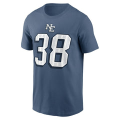 Rhamondre Stevenson New England Patriots 2025 Rivalries Collection Player Name & Number T-Shirt - Storm Blue - Nike