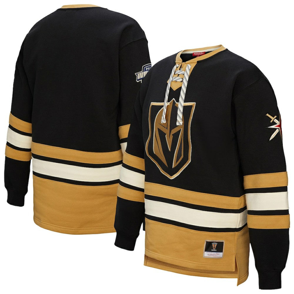 Vegas Golden Knights Mitchell & Ness Women's Heritage Lace-Up Pullover Sweatshirt - Black | NHL on sale
