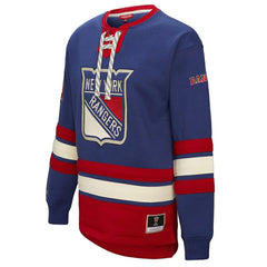 New York Rangers Mitchell & Ness Women's Heritage Lace-Up Pullover Sweatshirt - Blue | NHL near me