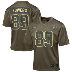 Brock Bowers Las Vegas Raiders Youth 2025 Salute to Service Game Jersey - Olive - Nike