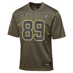 Brock Bowers Las Vegas Raiders Youth 2025 Salute to Service Game Jersey - Olive - Nike