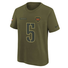 Jayden Daniels Washington Commanders Youth 2025 Salute to Service Name & Number T-Shirt - Olive - Nike