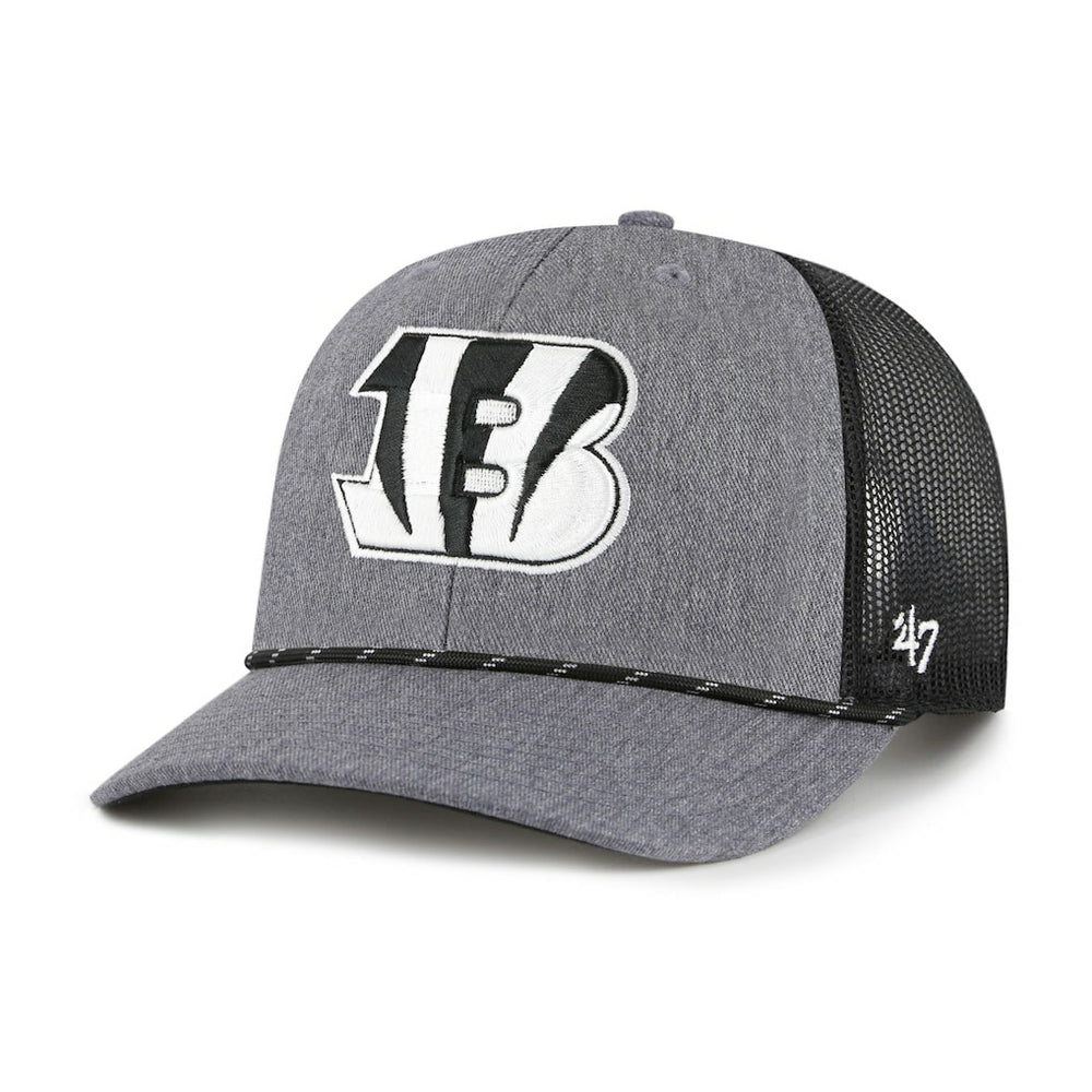 Cincinnati Bengals '47 Carbon Rope Trucker Adjustable Hat - Heather Charcoal - 47 brand
