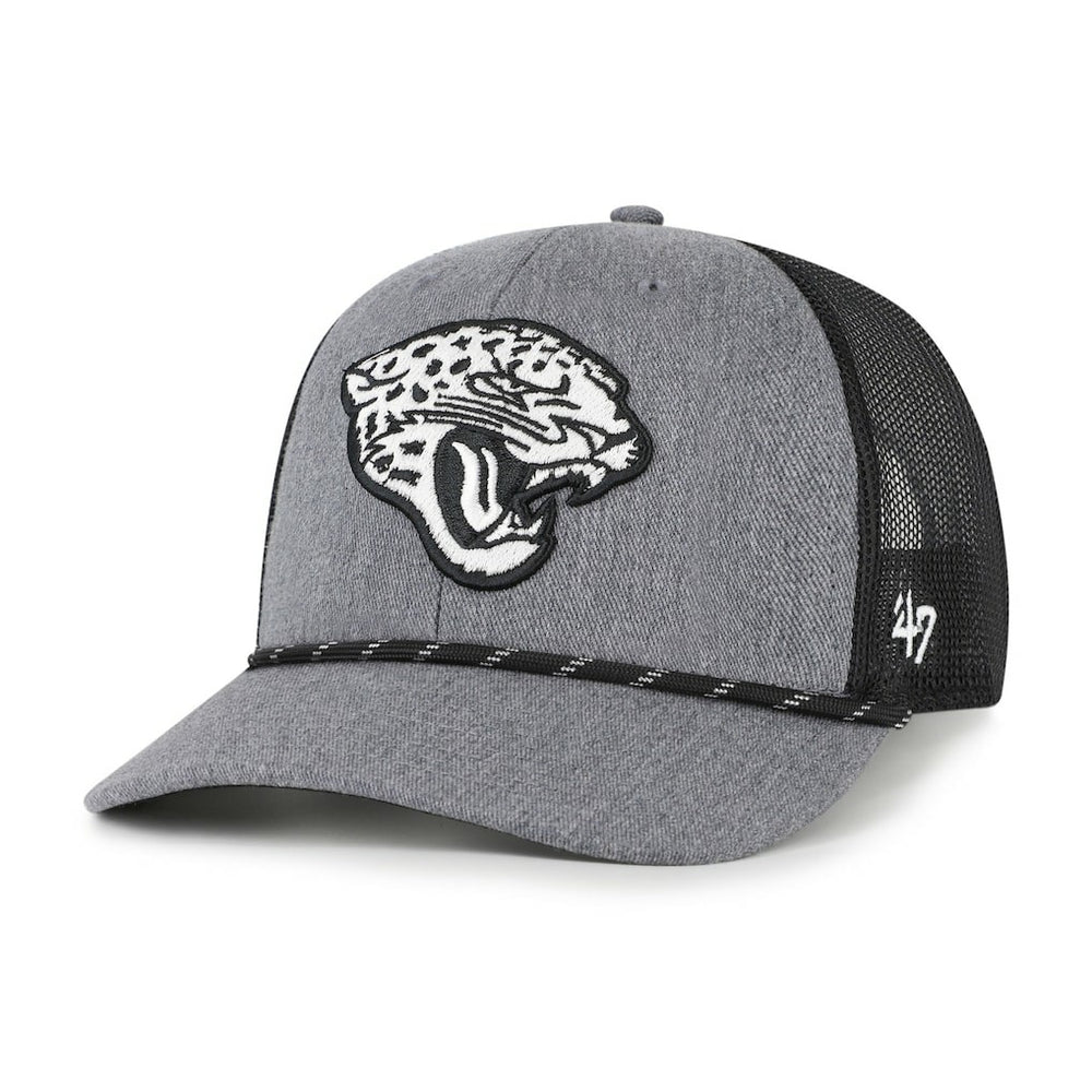 Jacksonville Jaguars '47 Carbon Rope Trucker Adjustable Hat - Heather Charcoal - 47 brand