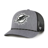 Miami Dolphins '47 Carbon Rope Trucker Adjustable Hat - Heather Charcoal - 47 brand
