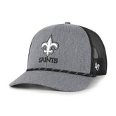 New Orleans Saints '47 Carbon Rope Trucker Adjustable Hat - Heather Charcoal - 47 brand