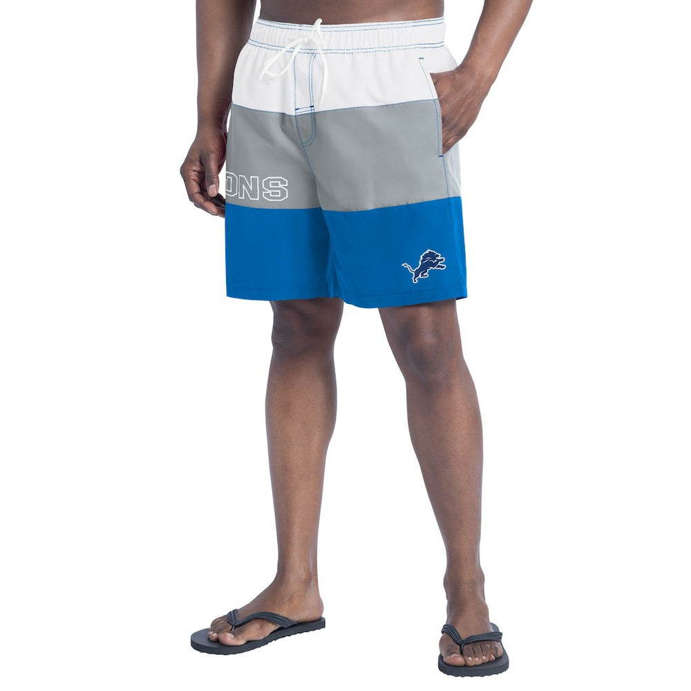 Detroit Lions G-III Sports by Carl Banks Sunrise Volley Swim Shorts - Blue/Silver - NFL