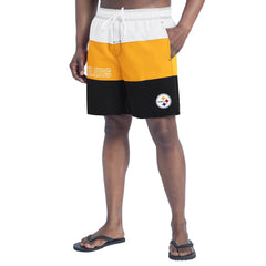 Pittsburgh Steelers G-III Sports by Carl Banks Sunrise Volley Swim Shorts - Black/Gold - NFL