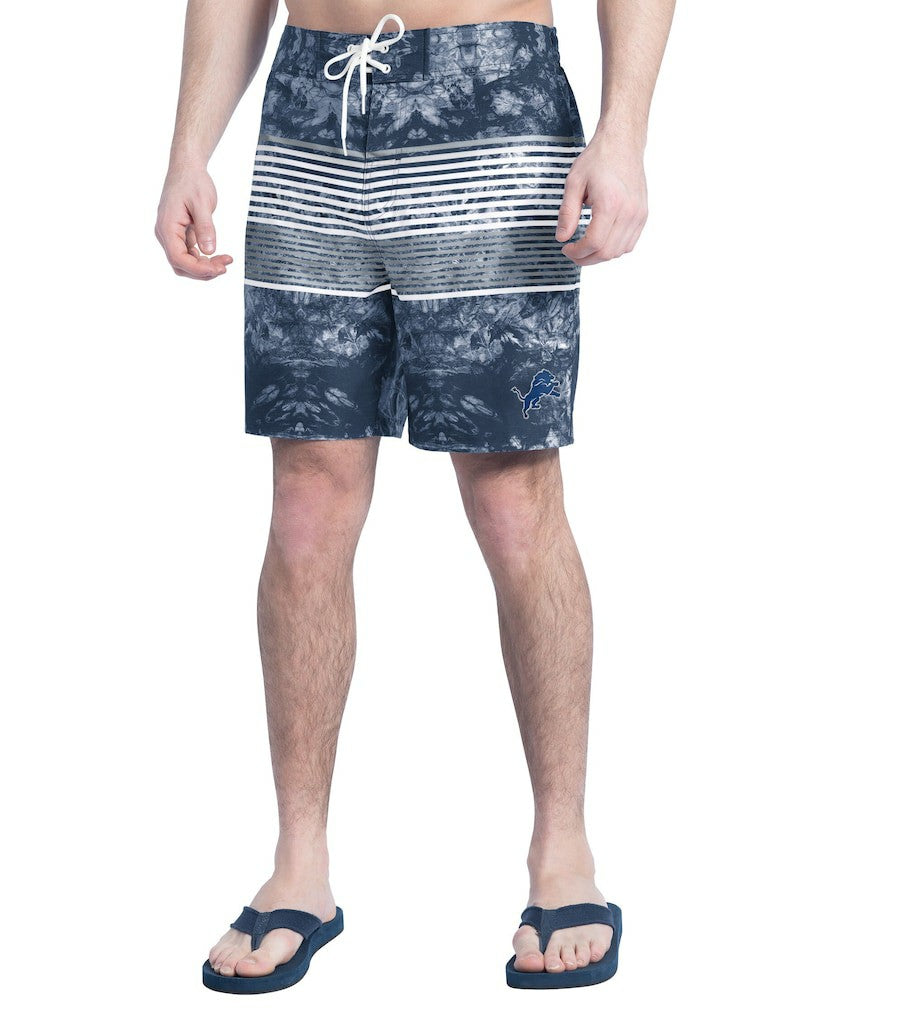 Detroit Lions G-III Sports by Carl Banks Horizon Volley Swim Shorts - Navy/Gray - NFL