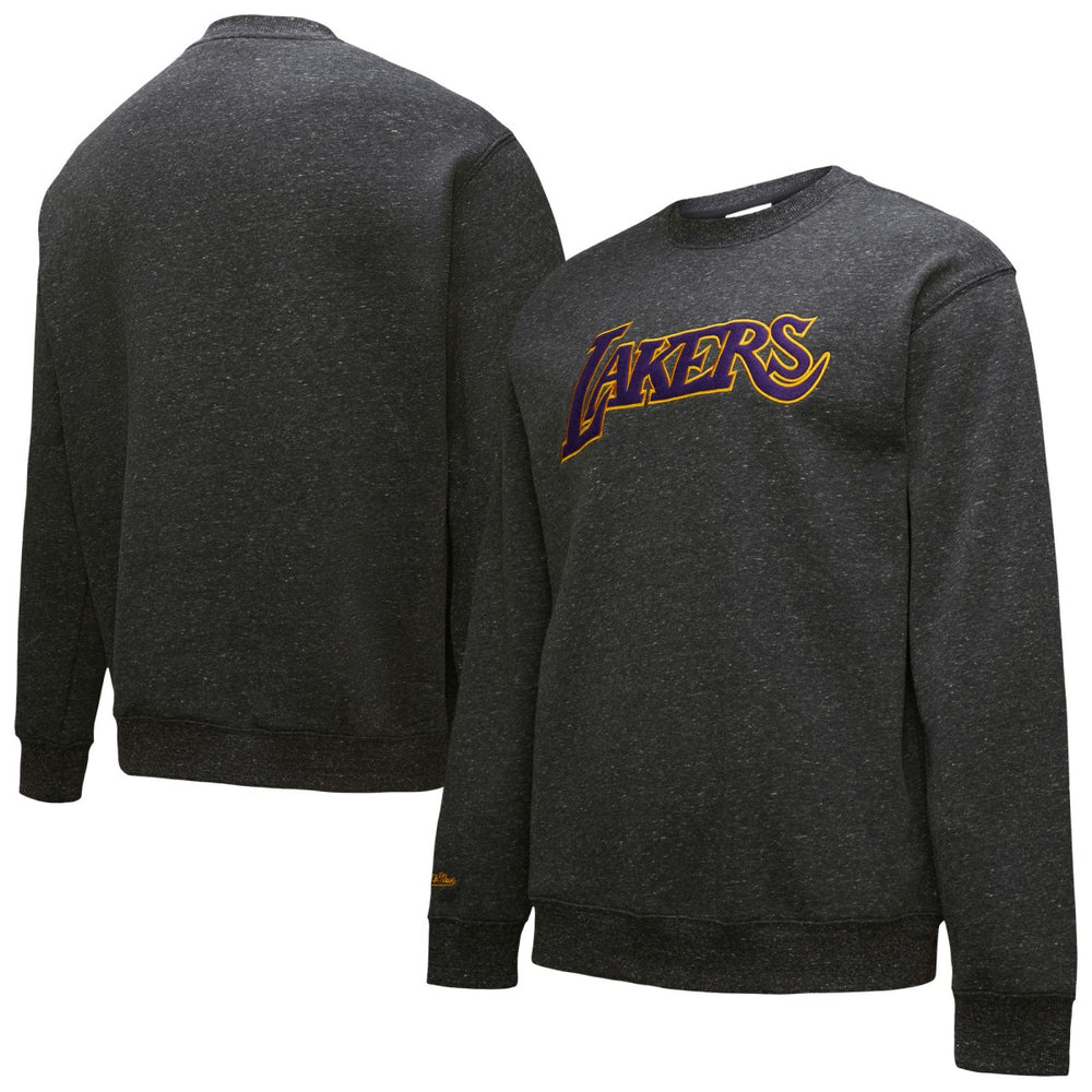 Mitchell & Ness Los Angeles Lakers Black Out Collection Snow Washed Vintage Logo Pullover Sweatshirt Black